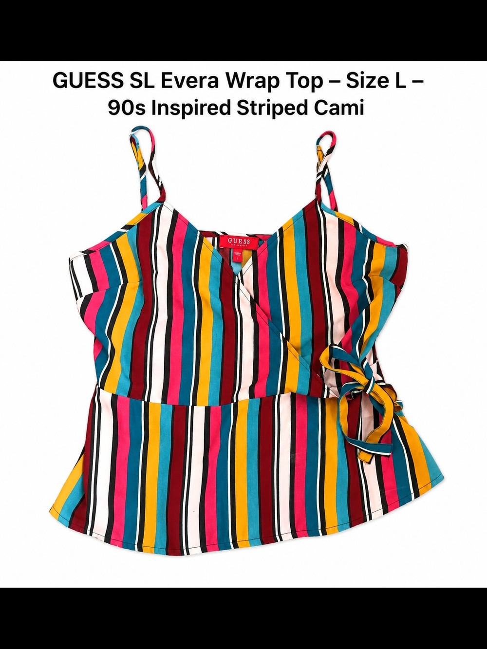 4)$15 GUESS SL Evera Wrap Top in size Large. 90s Inspired